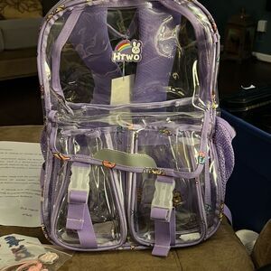 HTWO Clear Backpack for School,‎ Stadiums, & Concert (Lavender Purple).